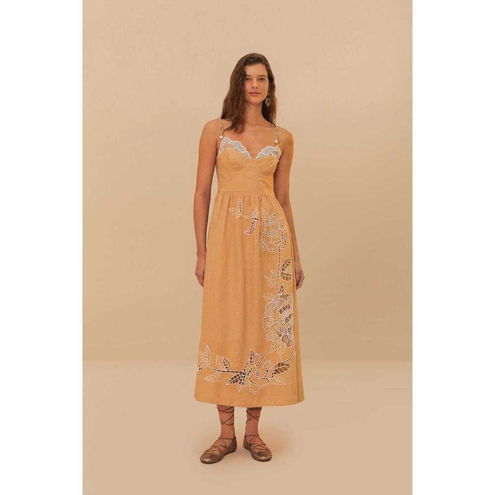 NWT Farm Rio Sand Richelieu Euroflax™ Premium Linen Midi Dress
